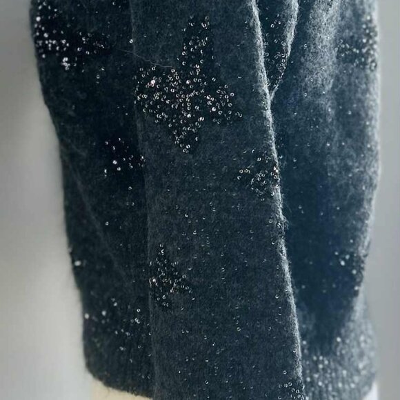 Brunello Cucinelli Heather Charcoal Mohair Wool Blend Sweater w/ Sequins – EU M - Picture 5 of 13